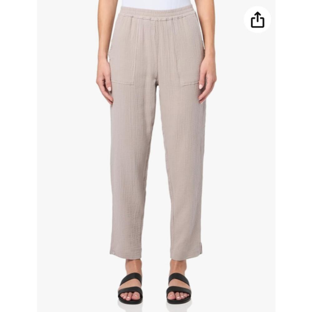 Women’s Casual Elastic-Waist Gauze Pants - Taupe